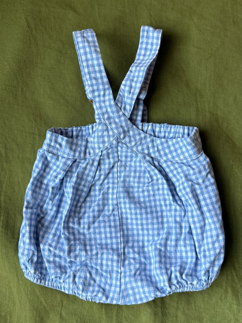 Blue Gingham Crossback Bubble Overalls for Kids